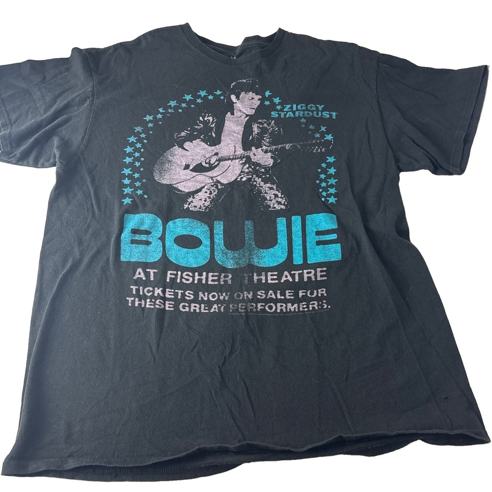 Junk Food Black Ziggy Stardust David Bowie Graphic T-Shirt Size M cotton *holes*